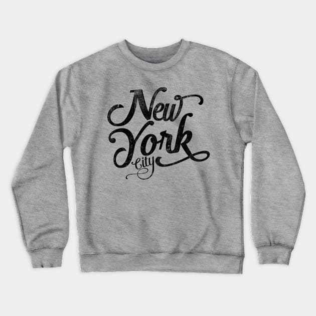 New York City vintage typography - black Crewneck Sweatshirt by wamtees